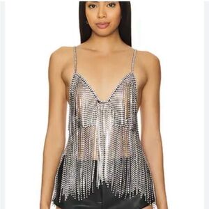 H:ours Ilona Rhinestone Top Black and Clear Size M/L